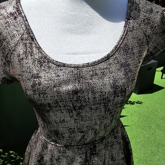 Rolla Coster ✦ Metallic Fit & Flare Mini ✦ Black w/ Gold Shimmer & Cutout Back S - Picture 5 of 17